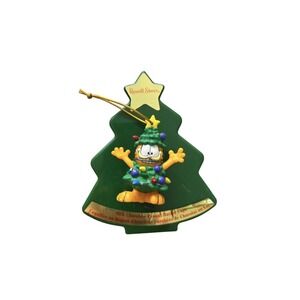 VTG 90s Russell‎ Stover Garfield Christmas Tree Candy Tin Ornament Retro NEW